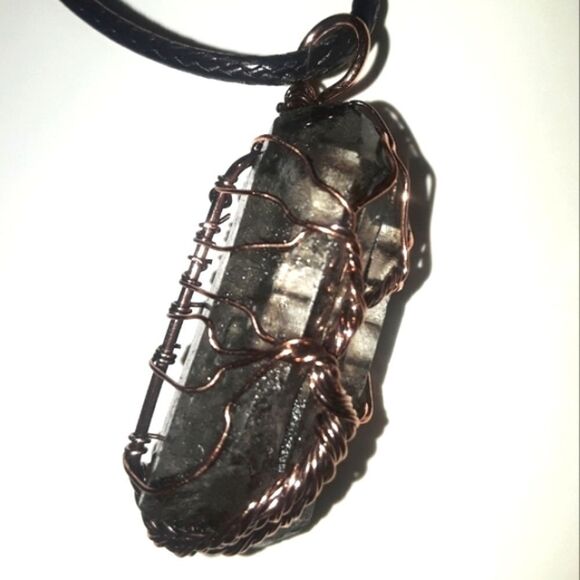 Hand crafted unisex Smokey Quartz pendant necklace - Picture 5 of 9